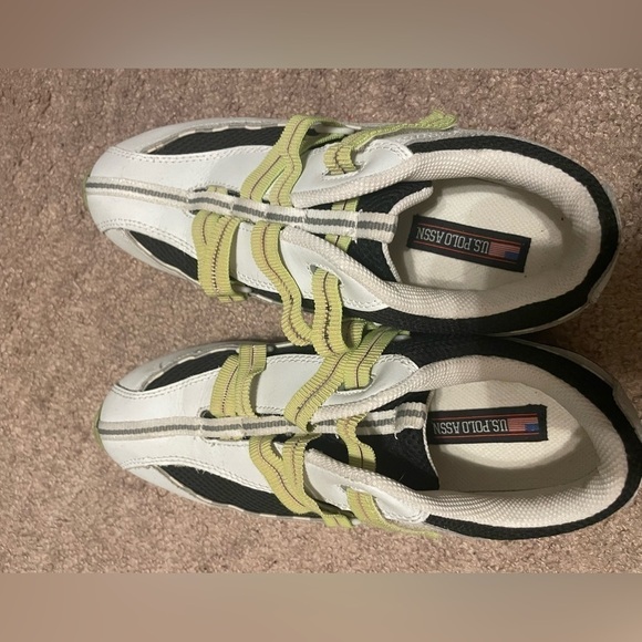 US Polo Assn white yellow Velcro strap on sneakers size 9.5 M - Picture 4 of 9